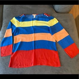 J Crew Colorful Blouse- 100% Silk